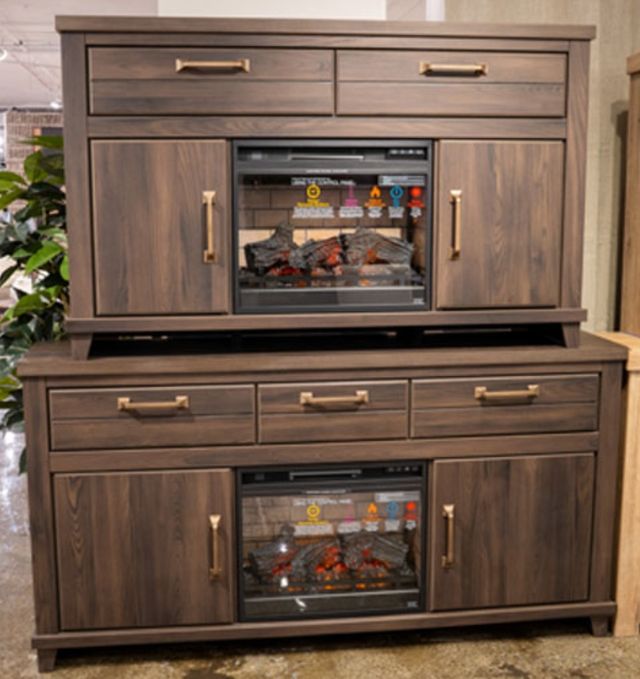 Signature Design by Ashley® Brazen Valley Dark Brown XL TV Stand with Fireplace Option-1