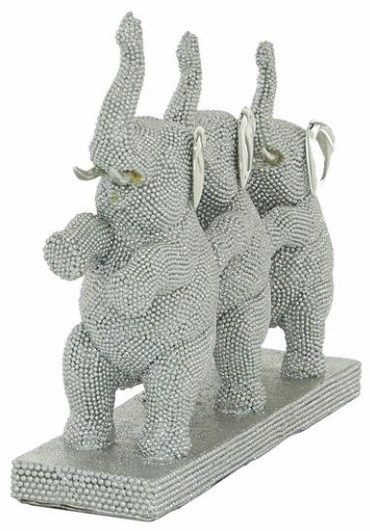 Deco Marche Silver 11" Elephant Sculpture-1