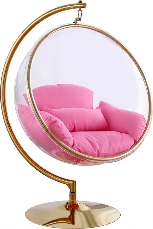 Meridian Furniture Luna Pink Swing Bubble Chair