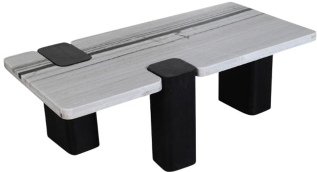 Meridian Furniture Ravenna Panda Marble Coffee Table with Black Base-0