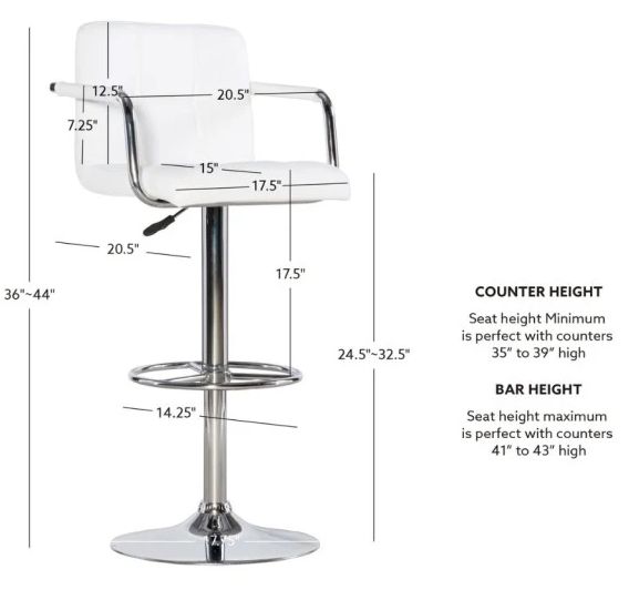 Powell® Boyd Chrome/White Adjustable Gas Lift Bar Stool-2