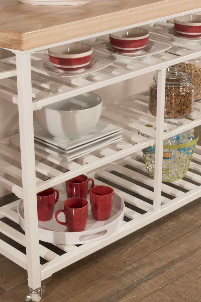 HH2 Home Kennon White Kitchen Cart with Natural Wood Top-1