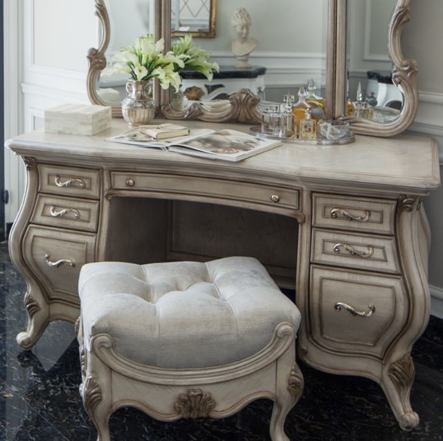 Michael Amini® Platine De Royale Champagne Vanity Desk-1
