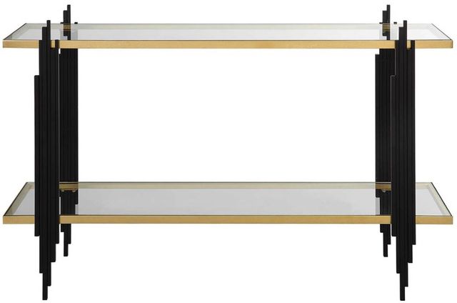 Uttermost® Empire Glass Top Console Table with Matte Black Base-3