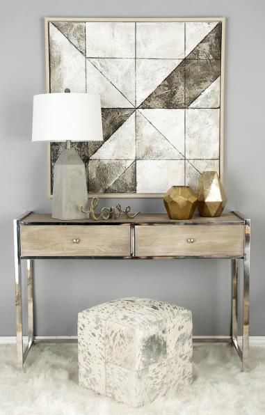 Deco Marche U Select Beige/Silver Ottoman with Patchwork Pattern-3
