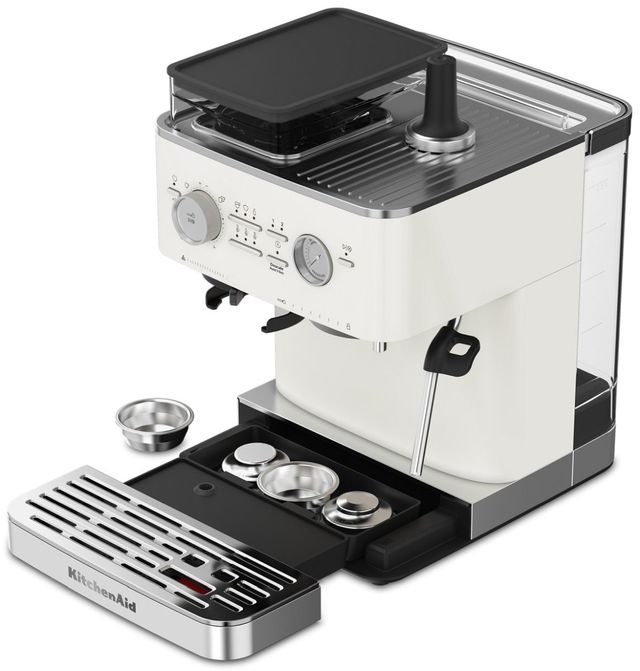 KitchenAid® Porcelain White Semi Automatic Espresso Machine with Burr Grinder-1