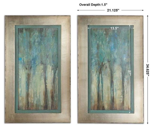 Uttermost® Liz Jardine 2-Piece Whispering Wind Blue Framed Art Set-2