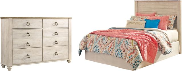 Signature Design by Ashley® Willowton 2-Piece Whitewash Full Panel Headboard Set-0