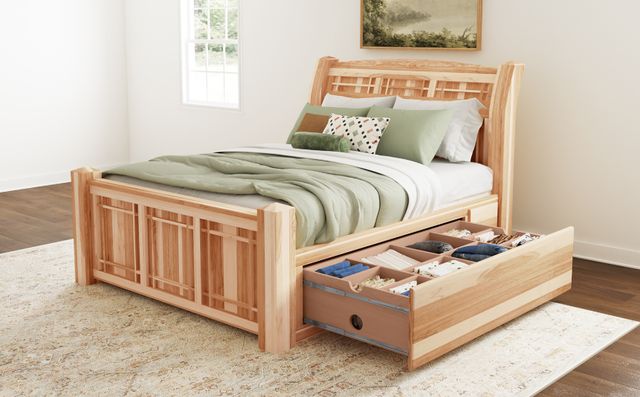 A-America® Amish Highlands Natural Queen Arch Storage Panel Bed-2