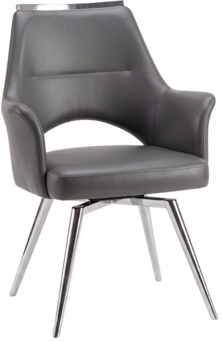 Cramco Ava Charcoal Gray/Chrome Swivel Dining Arm Chair-0