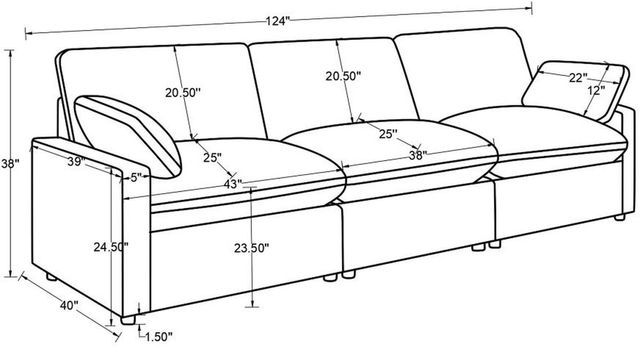 Coaster® Collins 3-Piece Black Modular Power Sofa-3
