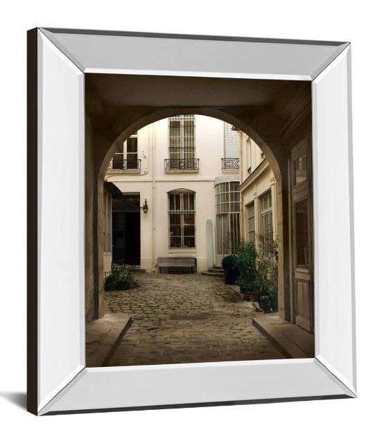 Classy Art Marais Courtyard by Milla White Mirrored Frame Wall Art-1