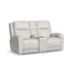 Flexsteel Shawna Light Grey Power Headrest Reclining Console Loveseat-0