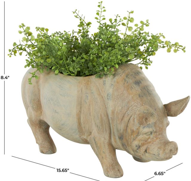 Deco Marche Light Brown Pig Planter-3