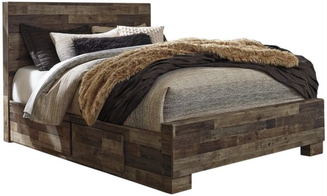 Benchcraft® Derekson Multi Gray Queen 2-Drawer Storage Panel Bed-0