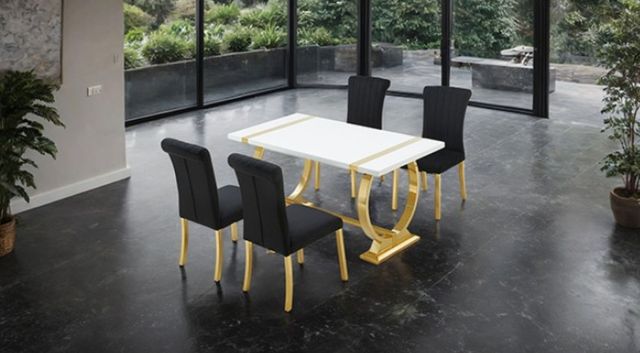 Furniture of America® Holstebro 2-Piece Gold/Black Side Chair-1