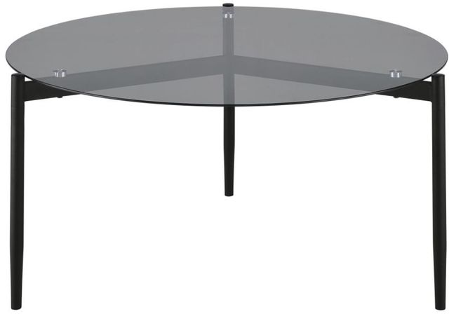 Coaster® Rosalie Smoked Glass Top Cocktail Table with Sandy Black Base-1