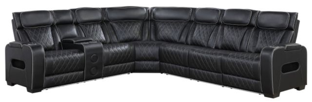 Homelegance® Fairway 3-Piece Black Power Reclining Sectional with Left Side Console-0