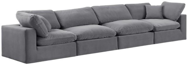 Meridian Furniture Comfy 4-Piece Gray Velvet Sofa -0