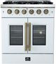 FORNO® Galiano Series Alta Qualita 30" White and Antique Brass Pro Style Gas Range -0