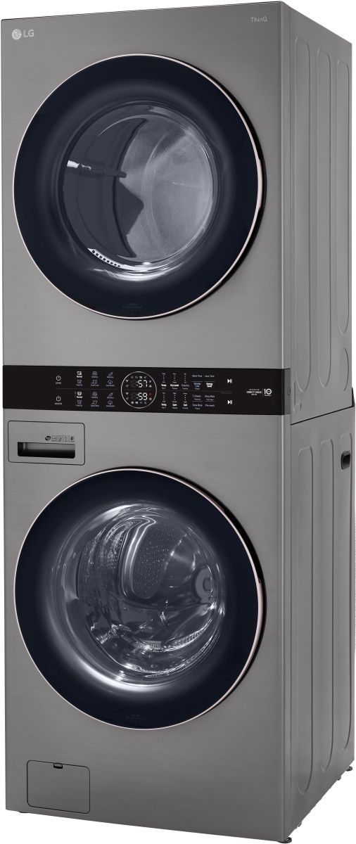 LG 4.5 Cu. Ft. Washer, 7.4 Cu. Ft. Electric Dryer Graphite Steel Front Load Stack Laundry-9