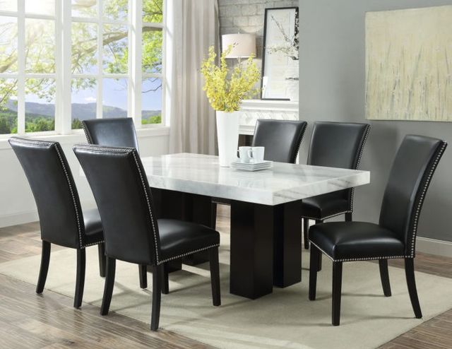Steve Silver Co. Camila White Dining Table with Ebony Base-1