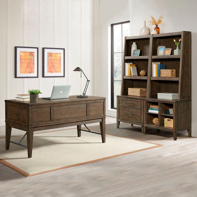 Intercon Preston Weathered Vintage Oak 58" Half Ped Desk-2