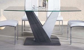 Mazin Furniture Baxter Gray/White Glass Top Dining Table-0