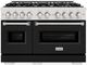 ZLINE Classic Series 48" Satin Stainless Steel Pro Style Dual Fuel Range with Black Matte Door-0