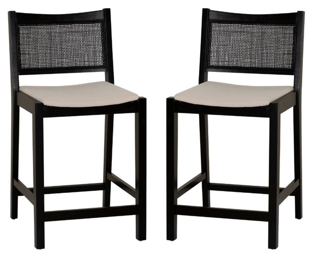 Powell® Beaux 2-Piece Black Cane Counter Stool-0
