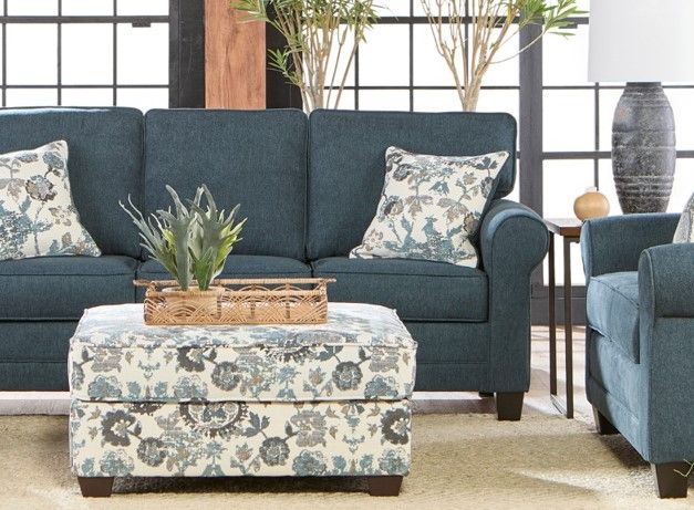 Hughes Furniture® 13100 Suzani Haze Ottoman-1