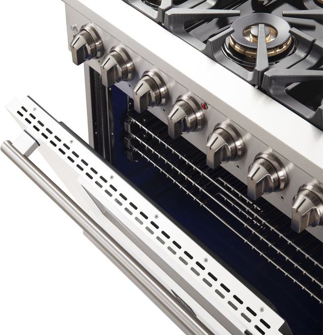 FORNO® Capriasca 36" Stainless Steel Pro Style Gas Range with White Door-5