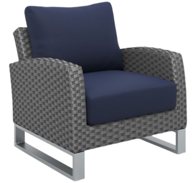 New Classic® Home Furnishings Fiji 4-Piece Blue Aluminum/Fabric/Wicker Outdoor Conversation Set-2