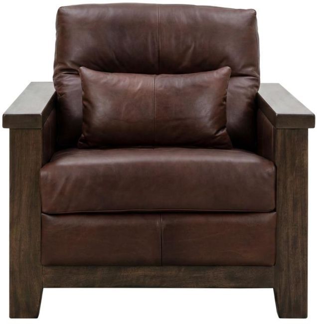 International Furniture Direct Walnut Brown Leather Accent Chair-2