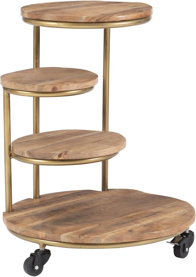 Powell® Collis Natural Four Tiered Plant Stand with Gold Frame-0