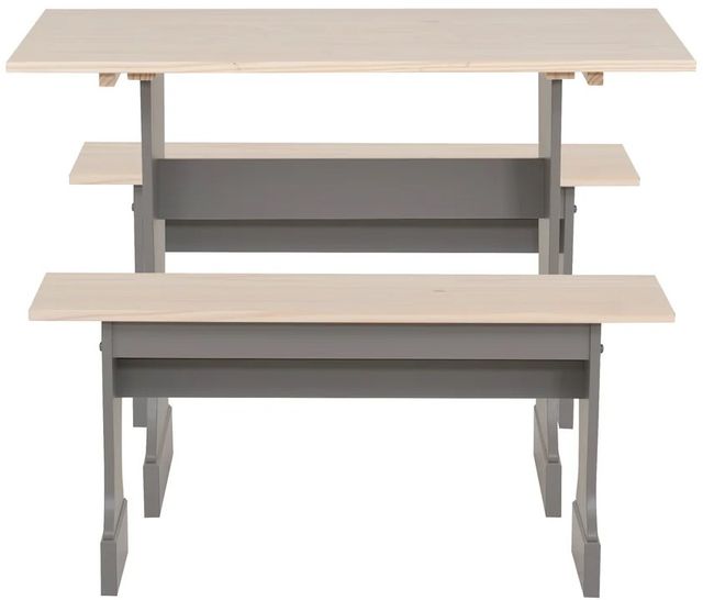 Linon Norah 3-Piece Gray/Maple Table Bench Set-1