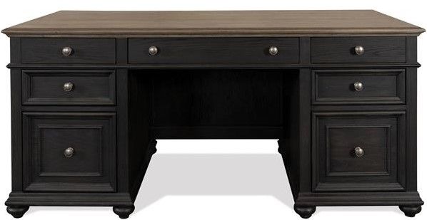 Riverside Furniture Regency Antique Oak/Matte Black Executive Desk-1