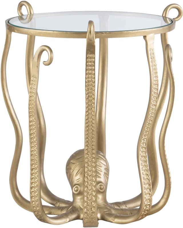 Powell® Octavia Glass Top Octopus Table with Antique Gold Base-2