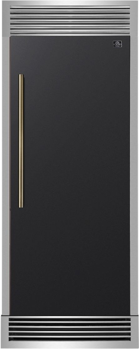 FORNO® Maderno Espresso 28" 13.6 Cu. Ft. Black Built-In Convertible Column Refrigerator with Antique Brass Handles-0