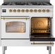 Ilve® Nostalgie II 40" White Pro Style Dual Fuel Range with Brass Trim-3