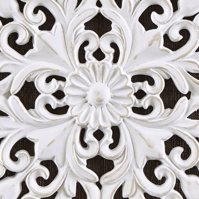 Olliix by Madison Park White Mandala Trinity 3 Piece White and Brown 3D Embellished Linen Canvas-3