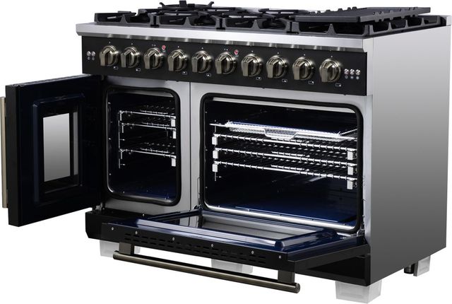 FORNO® Capriasca Series Alta Qualita 48" Black Pro Style Gas Range-3