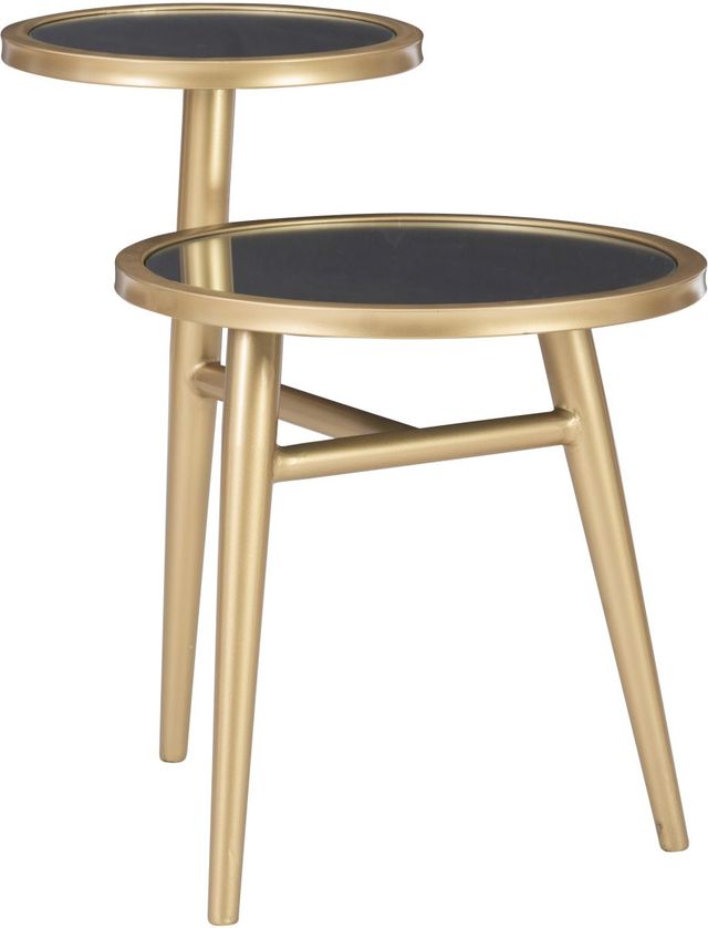 Powell® Jolson Mirrored Top Two Tiered Side Table with Gold Frame-0