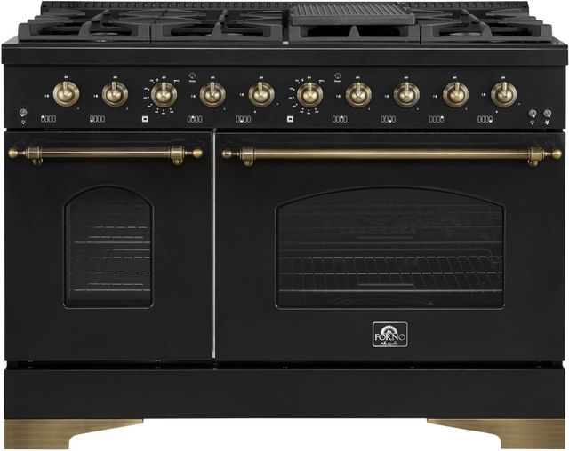FORNO® Antico Alta Qualita 48" Black Pro Style Dual Fuel Range -0