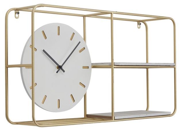 Deco Marche Gold Wall Shelf with Clock-0
