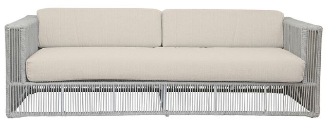 Sunset West Miami Silver Gray Aluminum/Olefin Rope Outdoor Sofa with Echo Ash Cushion-1
