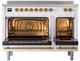 Ilve® Nostalgie II Noblesse 48'' White Pro Style Induction Range with Brass Trim-1