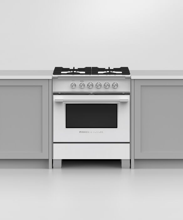 Fisher & Paykel 30" Brushed Stainless Steel with Black Glass Freestanding Natural Gas Range-4