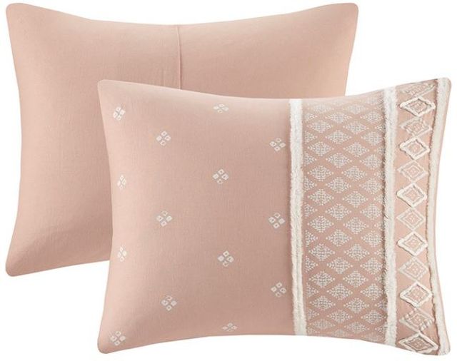 Olliix by INK+IVY Marta 3 Piece Blush Full/Queen Flax and Cotton Blended Comforter Set-1