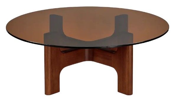 Moe's Home Collection Luke Amber Glass Top Coffee Table with Brown Base-1